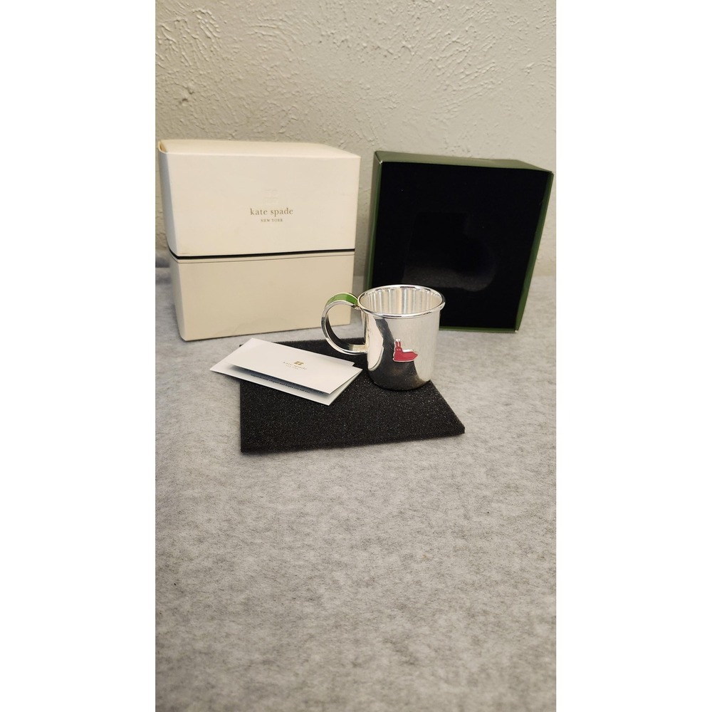 kate spade new york Pippin Park Baby Cup Girl Silverplate Red Bunny‎ Lenox Box